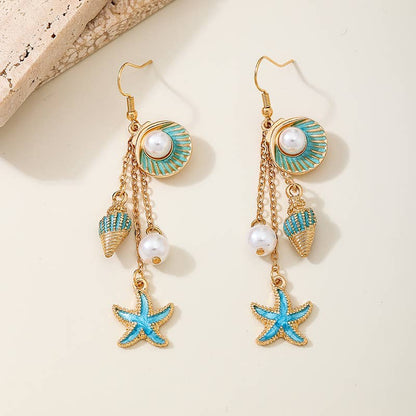 Starfish Shell Pendant Earrings