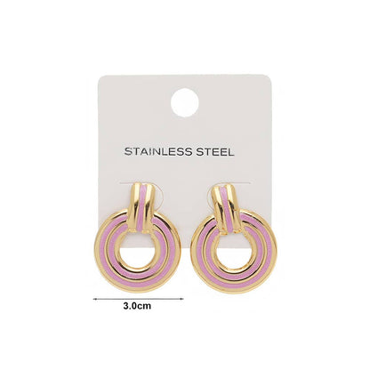 Enamel Door Knocker Earrings-Circle