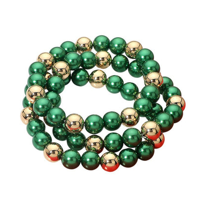 3PCS - Christmas Beaded Stretch Multi Layered Bracelets