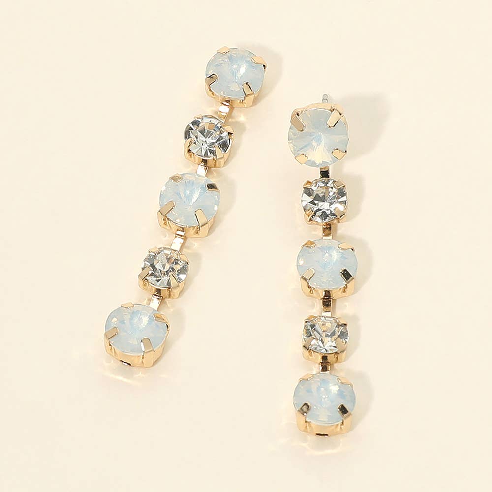 Round Stone Cluster Link Drop Earrings- Gold Dipped