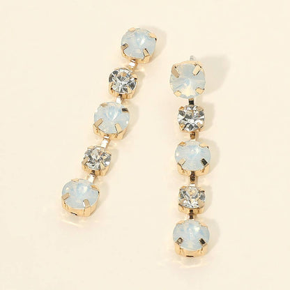 Round Stone Cluster Link Drop Earrings- Gold Dipped