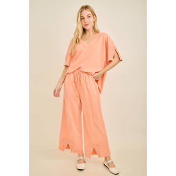 Sweet Caroline mineral washed bow slit pants