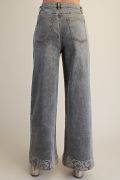Washed Denium Jeans with Border Embroidery Detailing