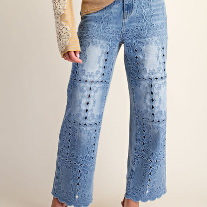 Blue Belle Eyelet Jeans by Easel