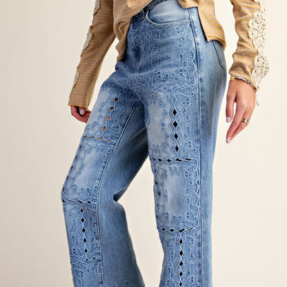 Blue Belle Eyelet Jeans by Easel