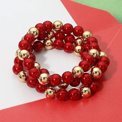 3PCS - Christmas Beaded Stretch Multi Layered Bracelets