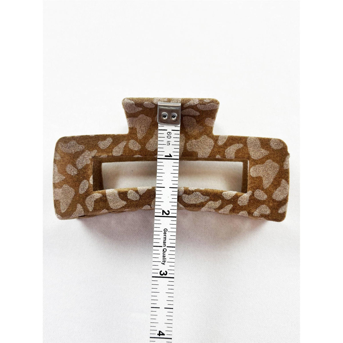 Leopard Flocked Velvet Rectangle Claw Clip