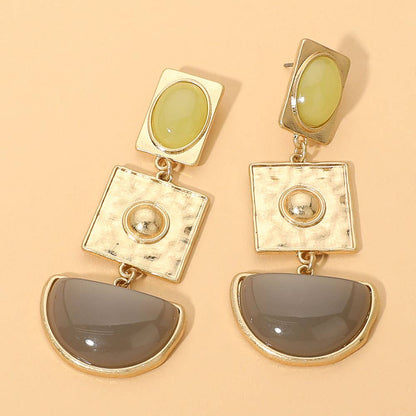 Bold Geometric Drop Statement Earrings