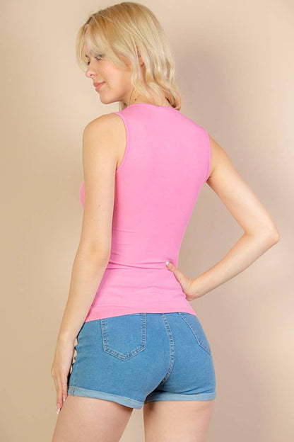 Ribbed V-Neck Sleeveless Top