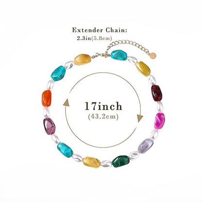 Adjustable Dopamine-Colored Resin Bead Necklace
