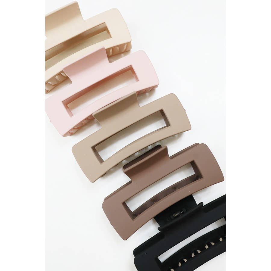 Neutral Color Matte Rectangle Hair Claw