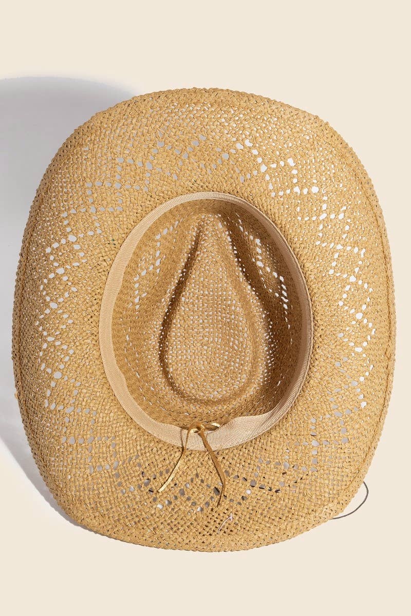 Turquoise And Shell Star Beads Strap Western Straw Hat