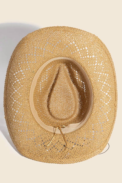 Turquoise And Shell Star Beads Strap Western Straw Hat