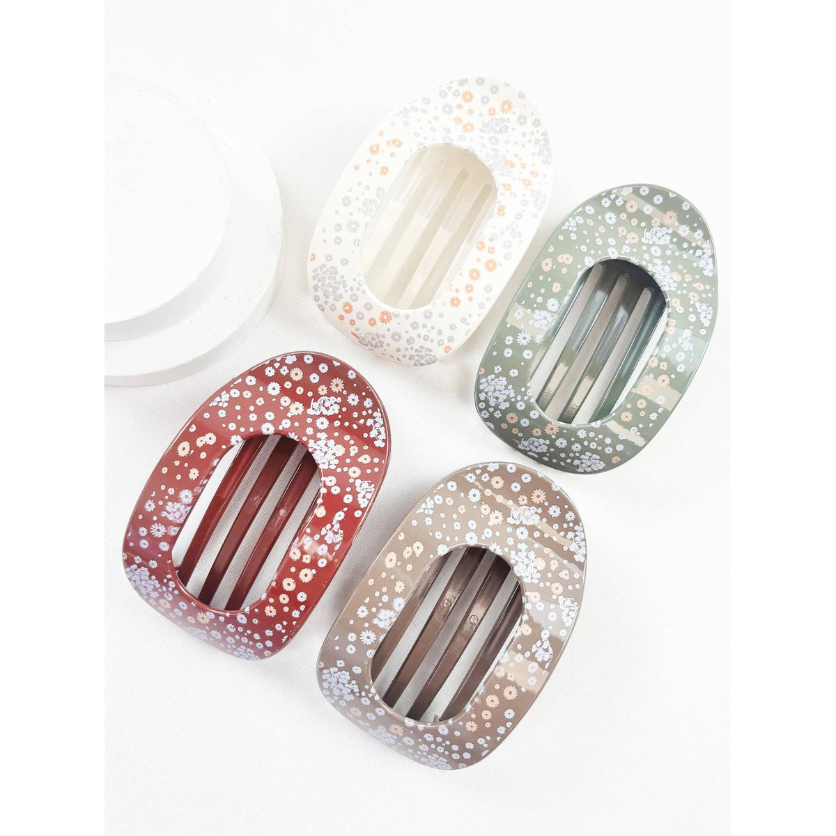 Ditsy Floral Oval Flat Hair Claw
