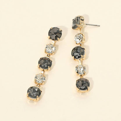 Round Stone Cluster Link Drop Earrings- Gold Dipped