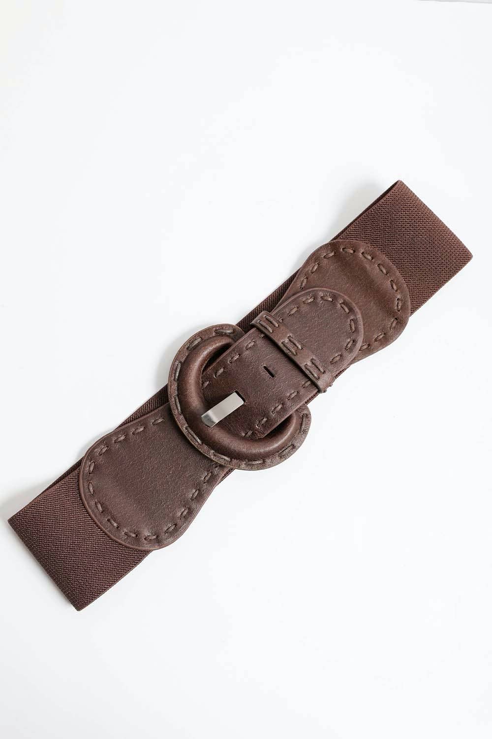 Distressed Wide Stitch Elastic Belt - Western Chic Style