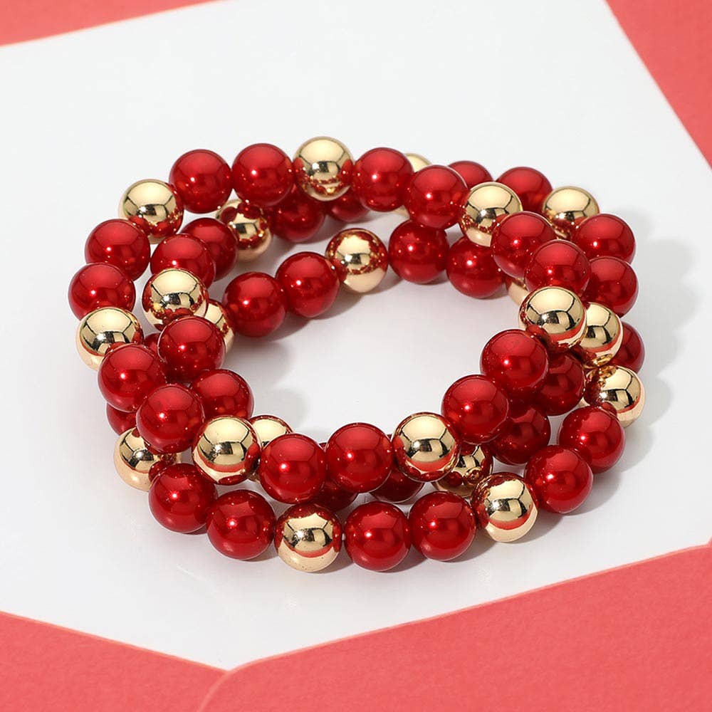 3PCS - Christmas Beaded Stretch Multi Layered Bracelets