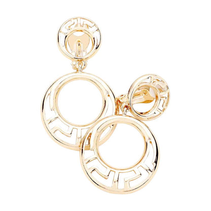Cut Out Metal Round Link Clip On Earrings