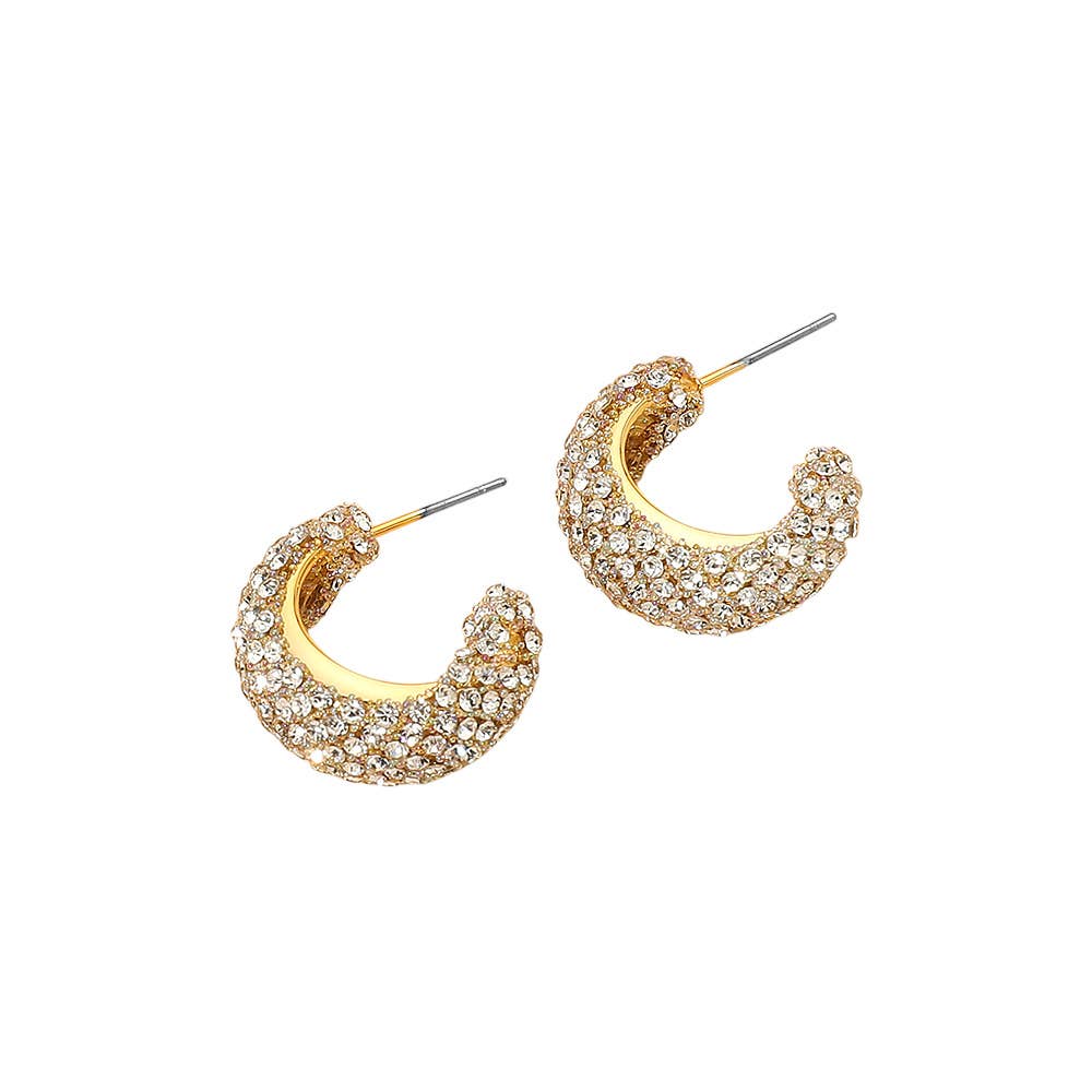 Rhinestone Studded Chunky Hoop Earrings