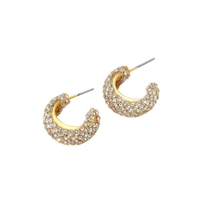 Rhinestone Studded Chunky Hoop Earrings