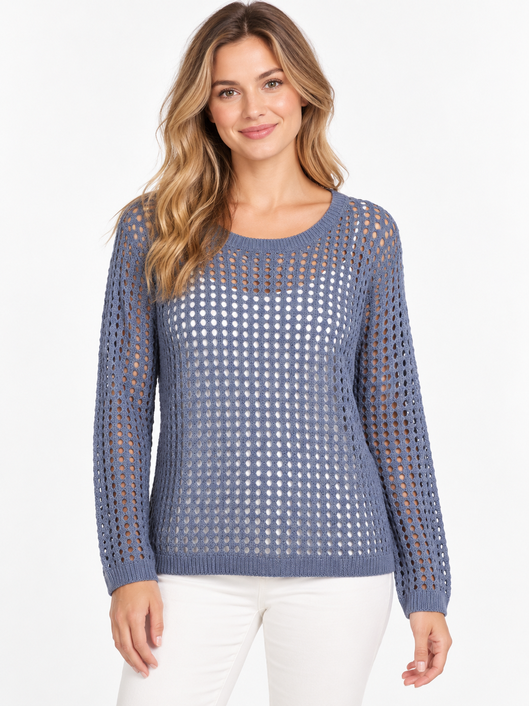 Blue Horizon Open Knit Sweater by Zenana