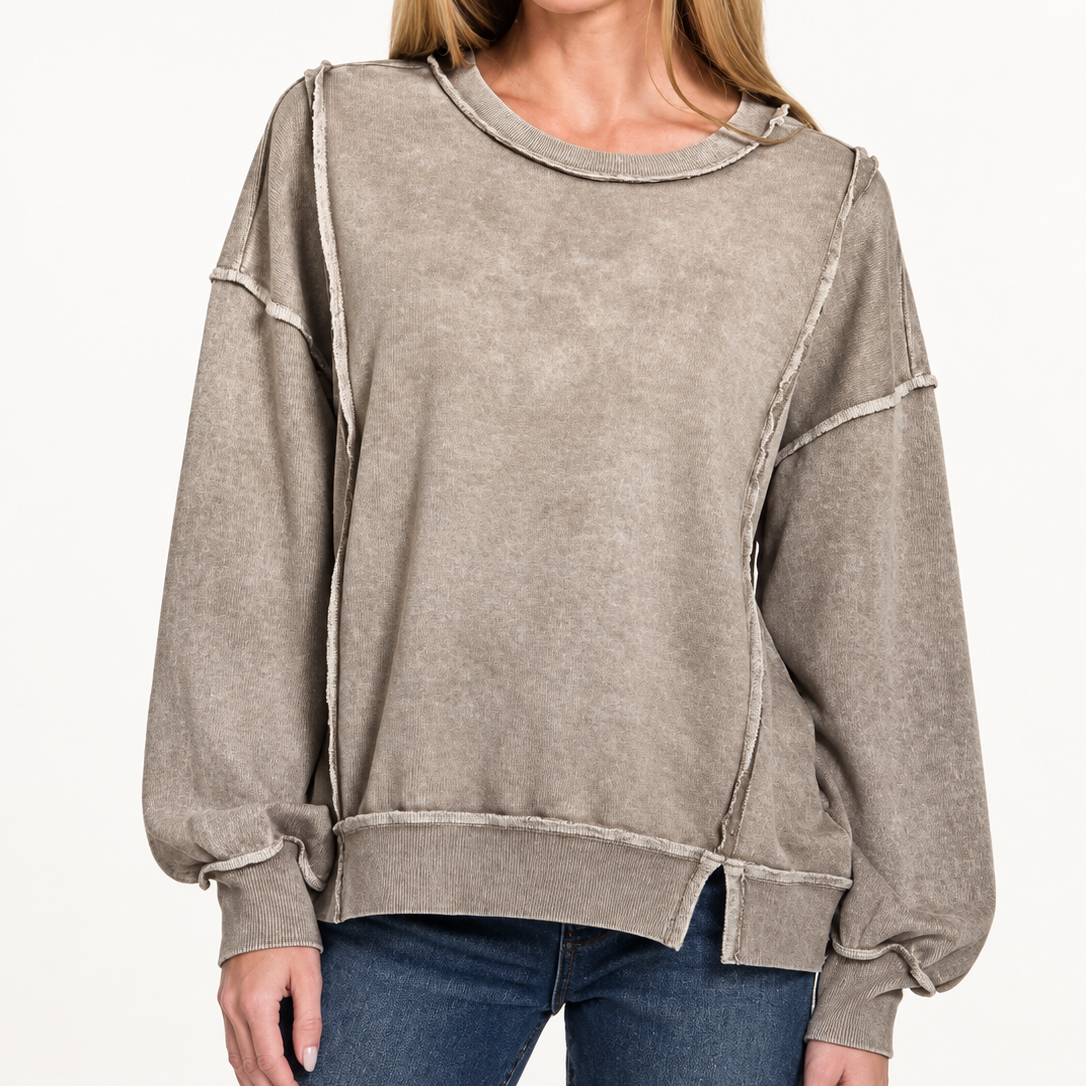 Halo Snow Washed- Exposed-Seam Sweatshirt