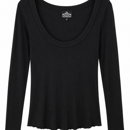 U-Neck Ribbed Tunic Top by Angie