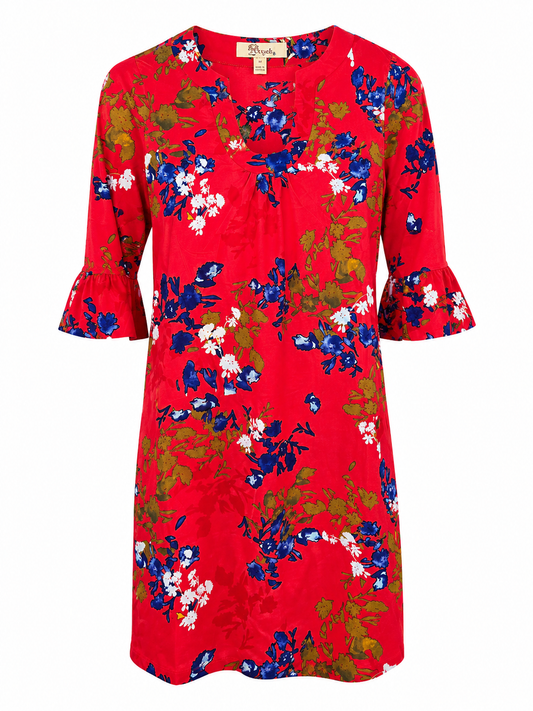 Nicole Ruffle Sleeve Dress by Aryeh- Pink