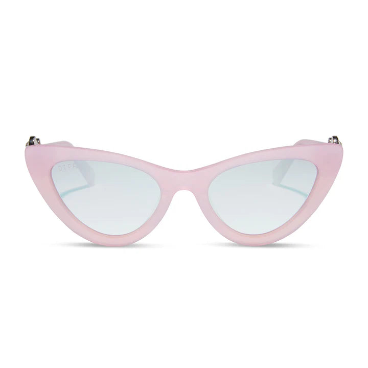 DIFF- Glinda  Upland For Good- Glassy Pink Crystal Silver Flash Sunglasses