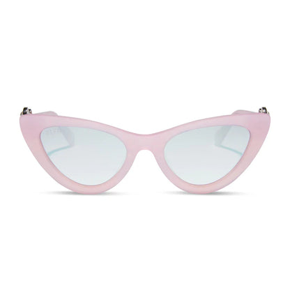 DIFF- Glinda  Upland For Good- Glassy Pink Crystal Silver Flash Sunglasses