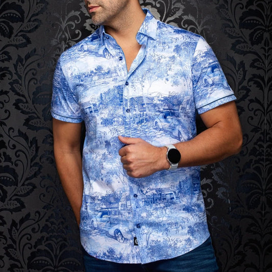 Galveston Light Blue Men's Knit Short Sleeve Shirt