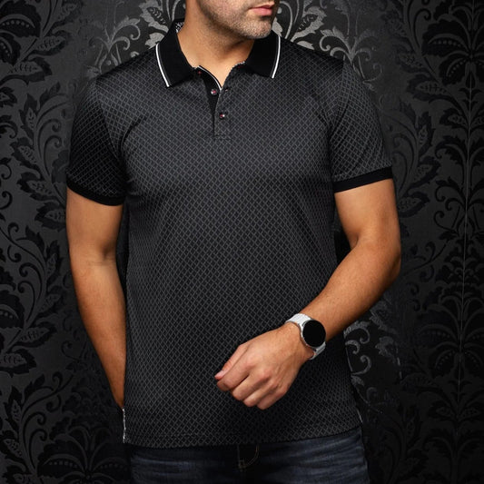 Karoo black men's jacquard polo