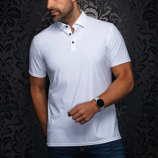 Raphy White Men's Nylon Stretch Polo