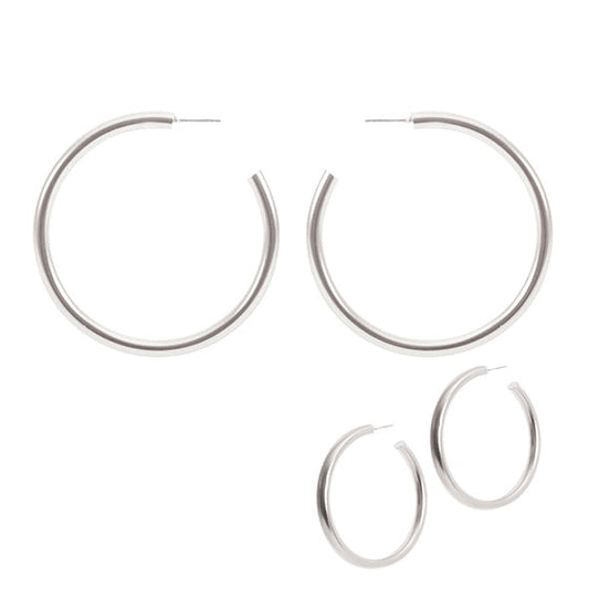 Metal Hollow Hoop Round Earring- 55mm
