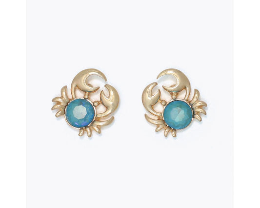 Crabs w/Shimmering Aqua Earrings by Periwinkle