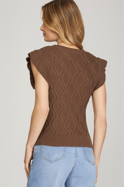 Coffee Date Cable-Knit Vest by She+Sky
