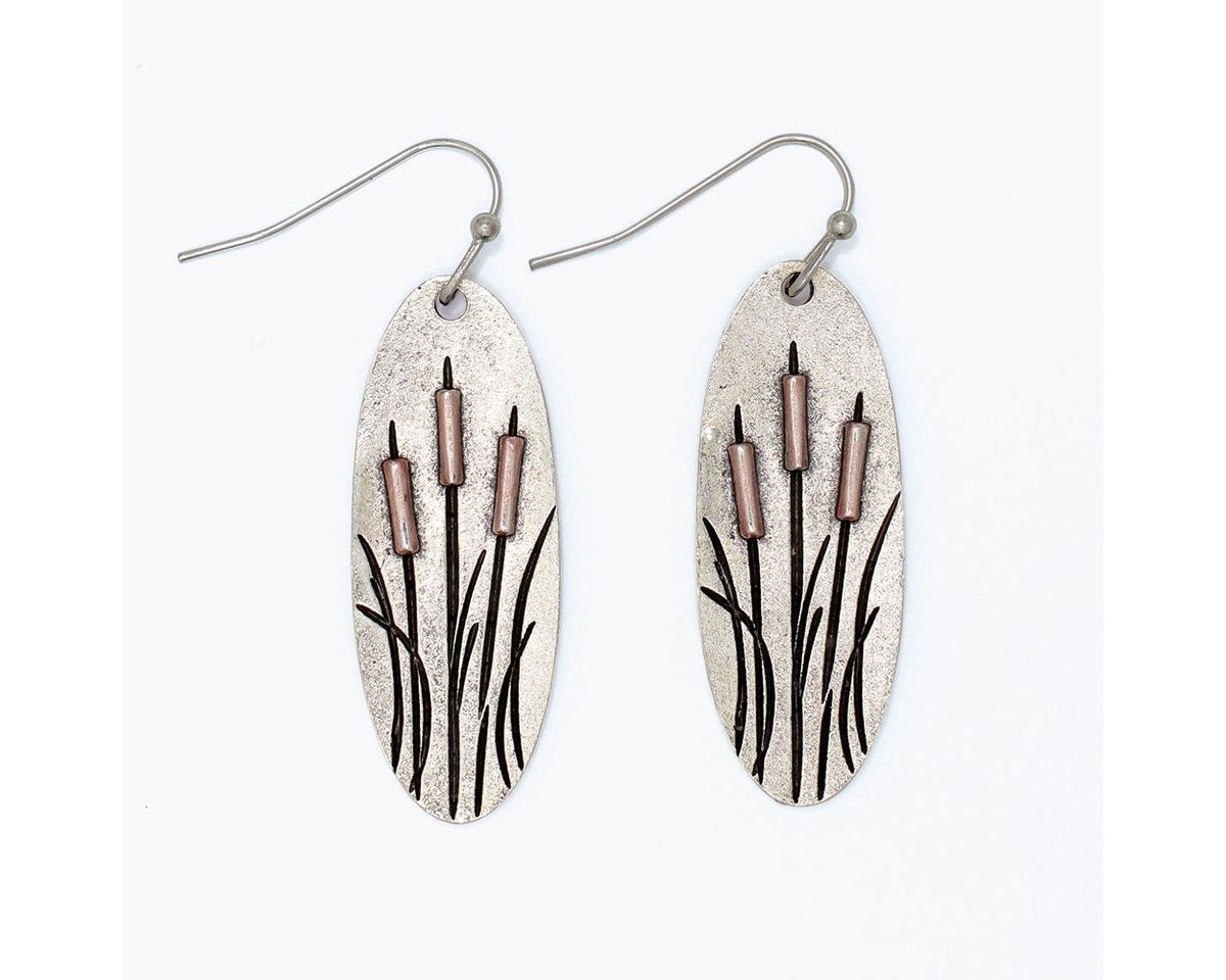 Antiqued Cattail Earrings by Periwinkle