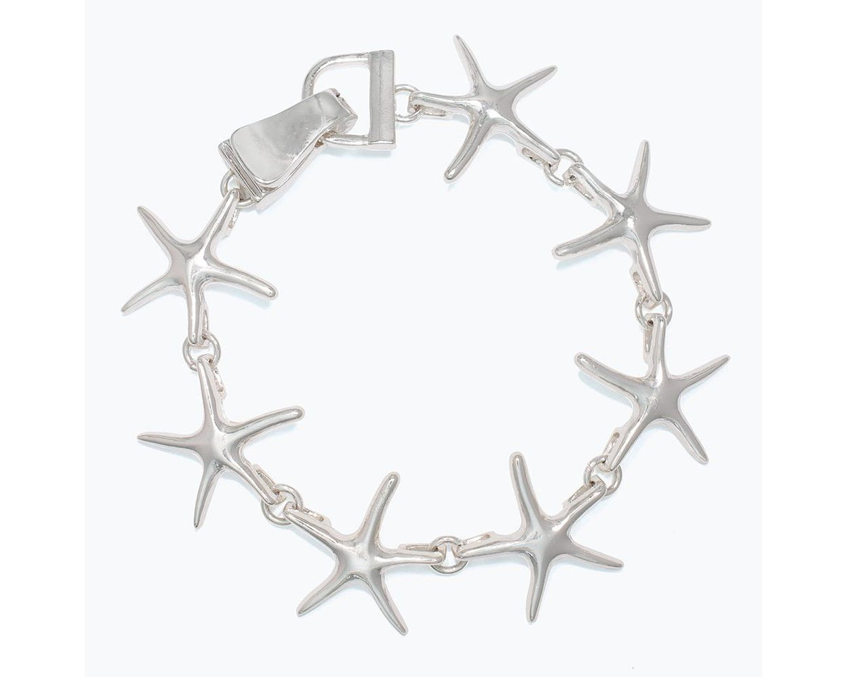 Linked Silver Starfish Bracelet by Periwinkle