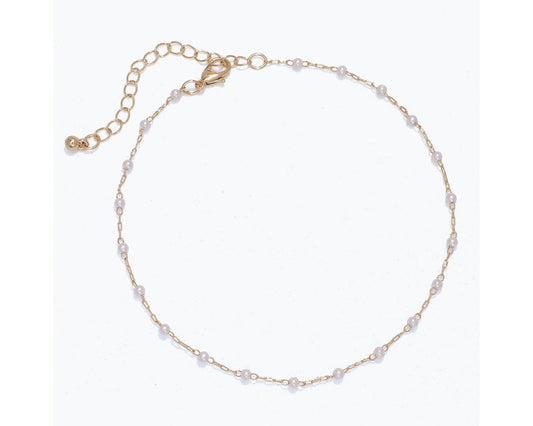 Gold Anklet w/Pearls by Periwinkle