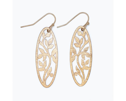 Brushed Gold Leaf Cutout Earrings by Periwinkle