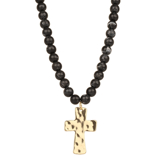 Resin Bead Cross Necklace - 18"