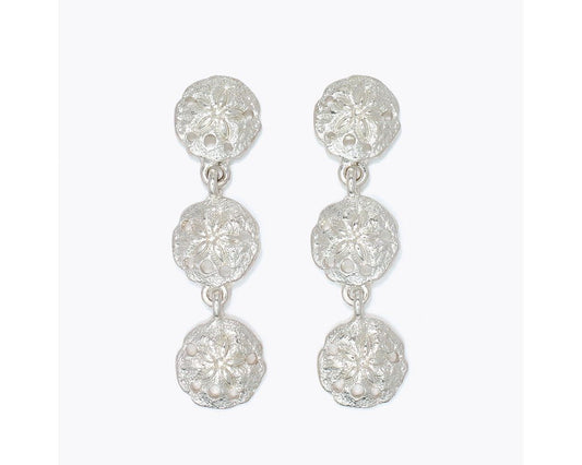 Textured Silver Sand Dollar Dangles by Periwinkle