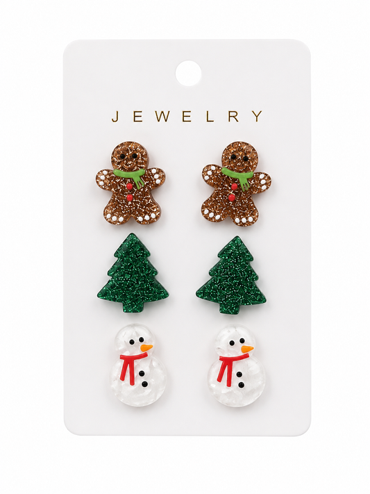 Merry & Bright Holiday Stud Trio 🎄☃️🍪
