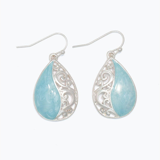 Sea Breeze Filigree Teardrop Earrings by Periwinkle