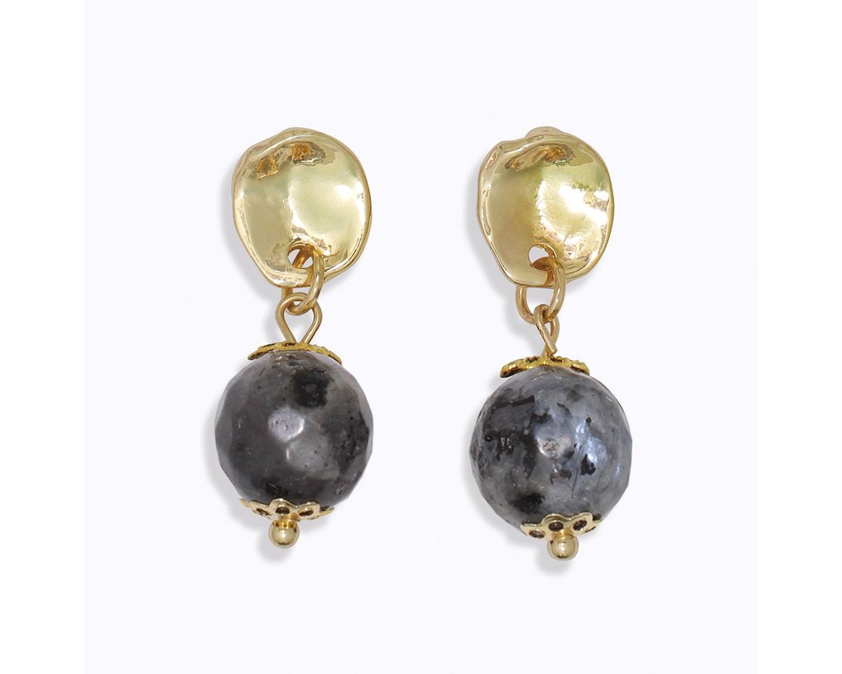 Deep Navy Agate Bead Earrings by Periwinkle