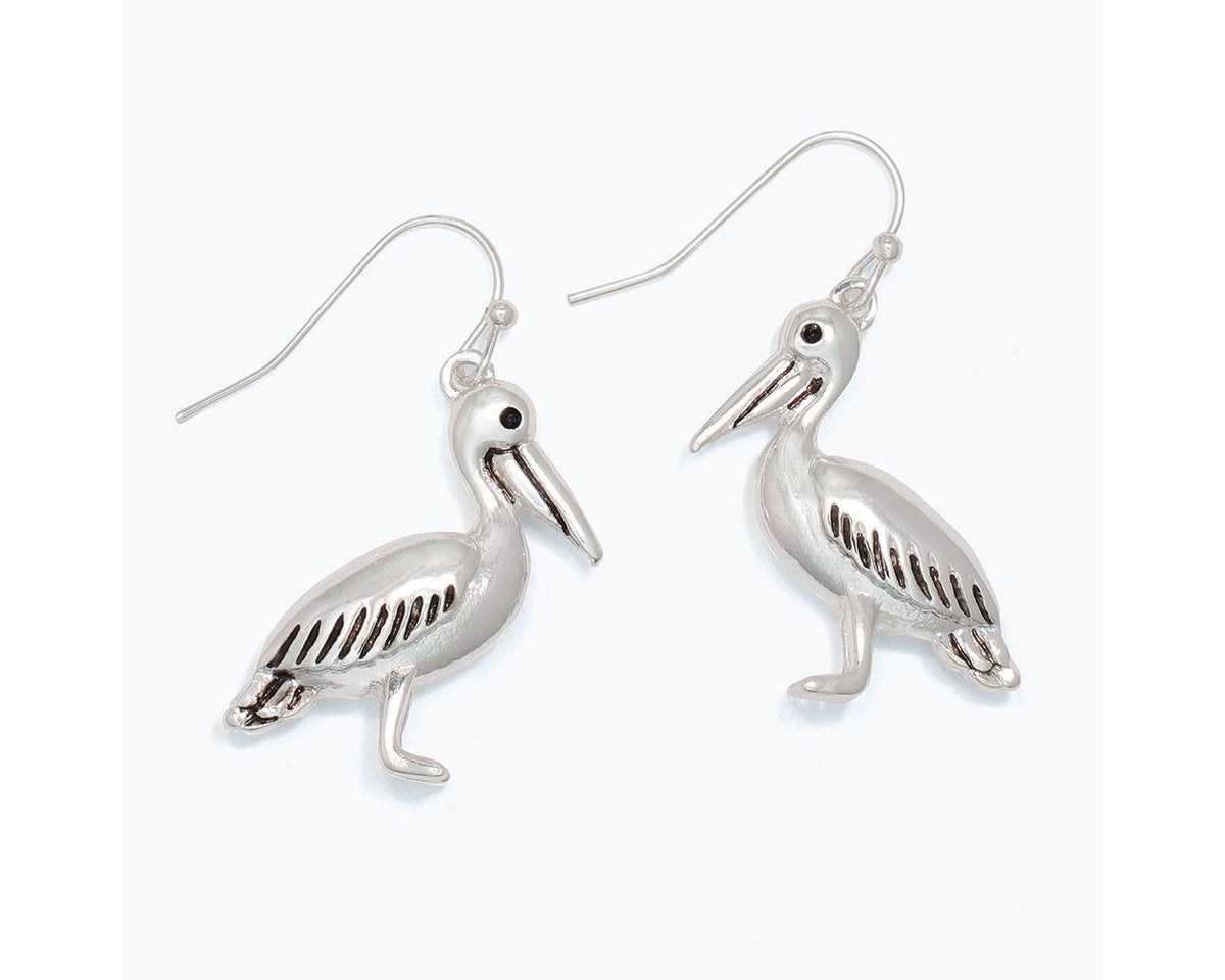 Sculptural Silver Pelican Earrings by Periwinkle