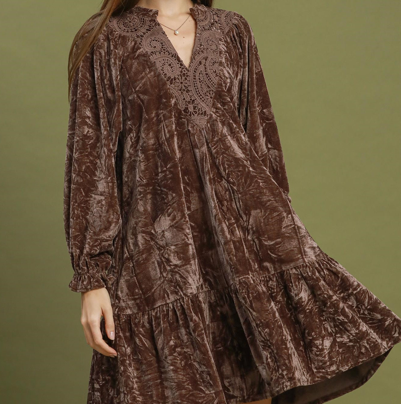 Velvet Lace Mini Dress by Umgee