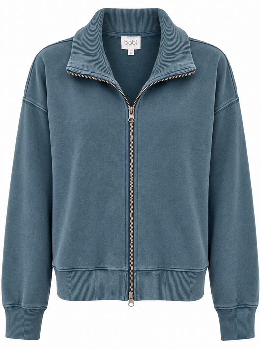 Funnel Neck Zip Up Faded Navy