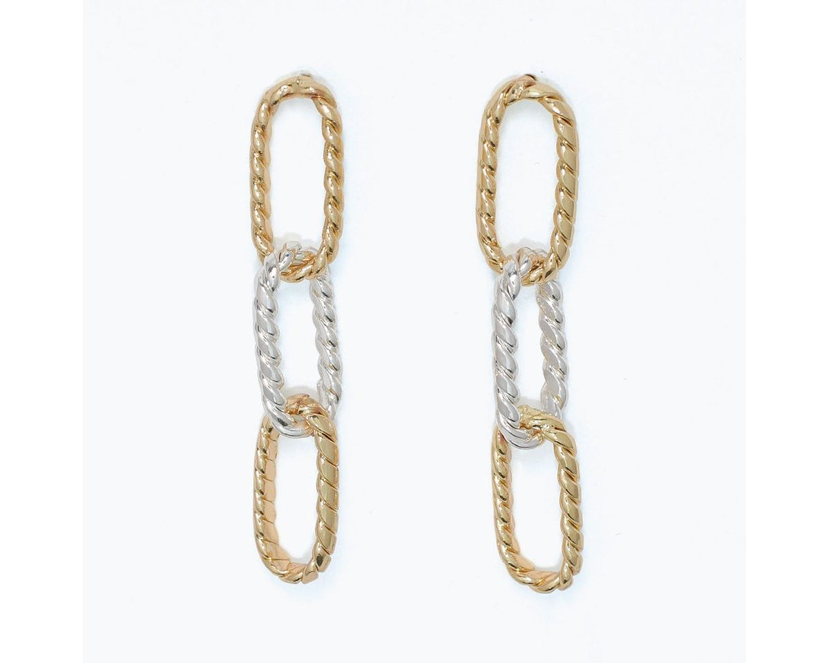 Textured Two-Tone Link Earrings by Periwinkle