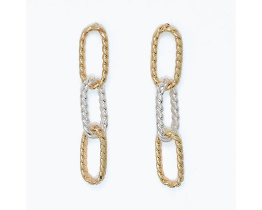 Textured Two-Tone Link Earrings by Periwinkle